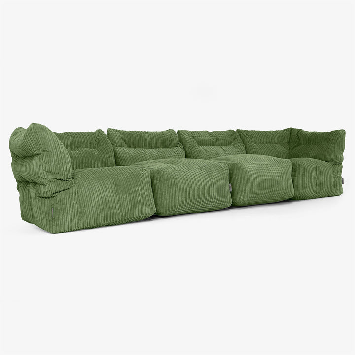 Sofá Modular de 4 Plazas - Pana Clásica Bosque Verde 02