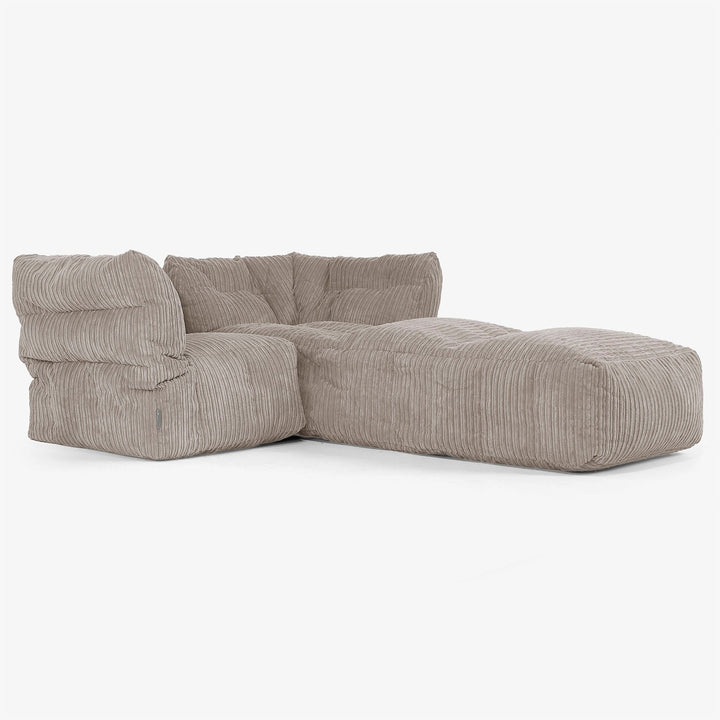 Sofá Modular de 2 Plazas con Chaise Longue - Pana Clásica Marrón empolvado 02