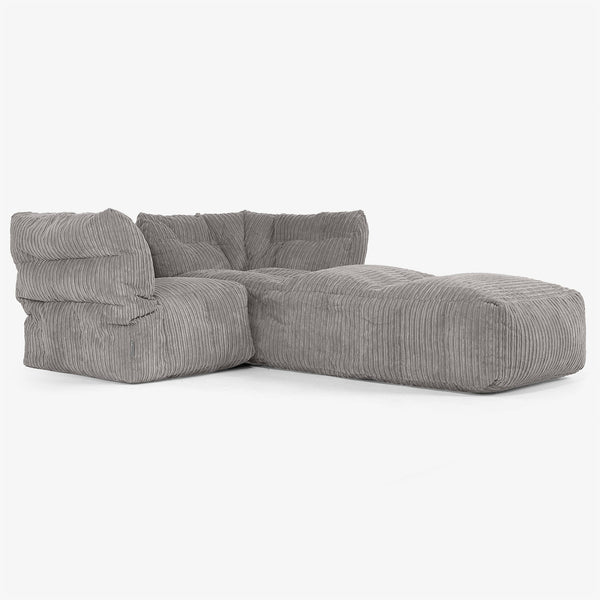 Sofá Modular de 2 Plazas con Chaise Longue - Pana Clásica Grafito 01