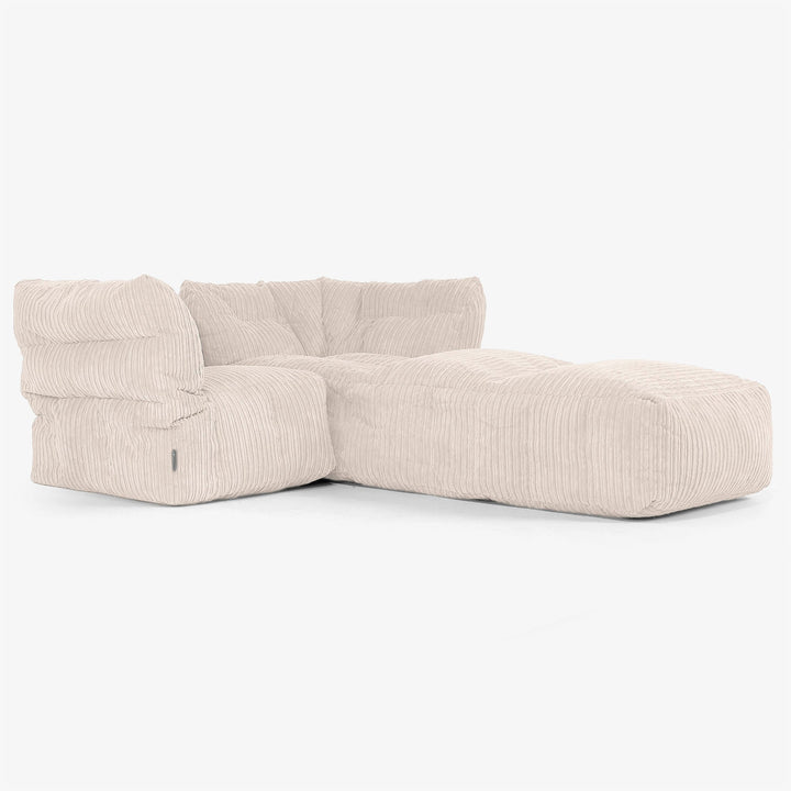 Sofá Modular de 2 Plazas con Chaise Longue - Pana Clásica Marfil 02