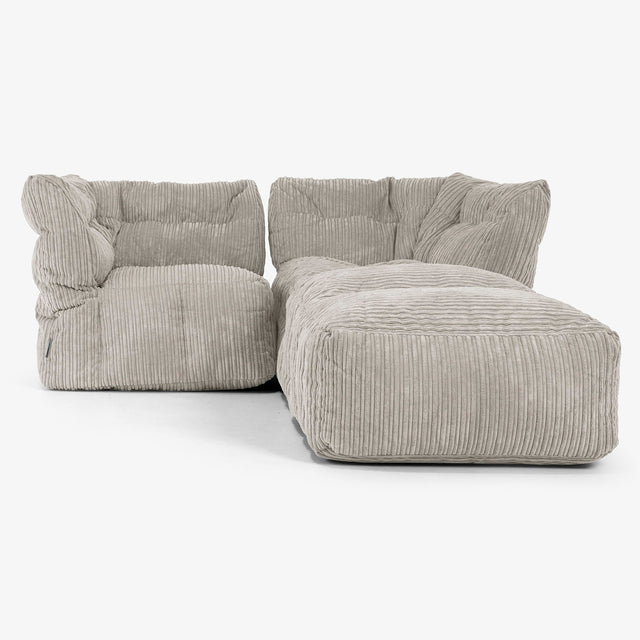 Sofá Modular de 2 Plazas con Chaise Longue - Pana Clásica Visón 01
