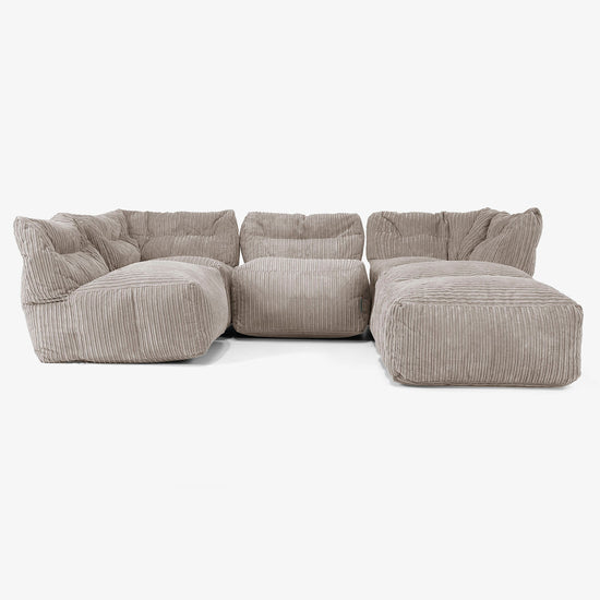 Sofá Modular de 4 Plazas con Chaise Longue - Pana Clásica Marrón empolvado 03