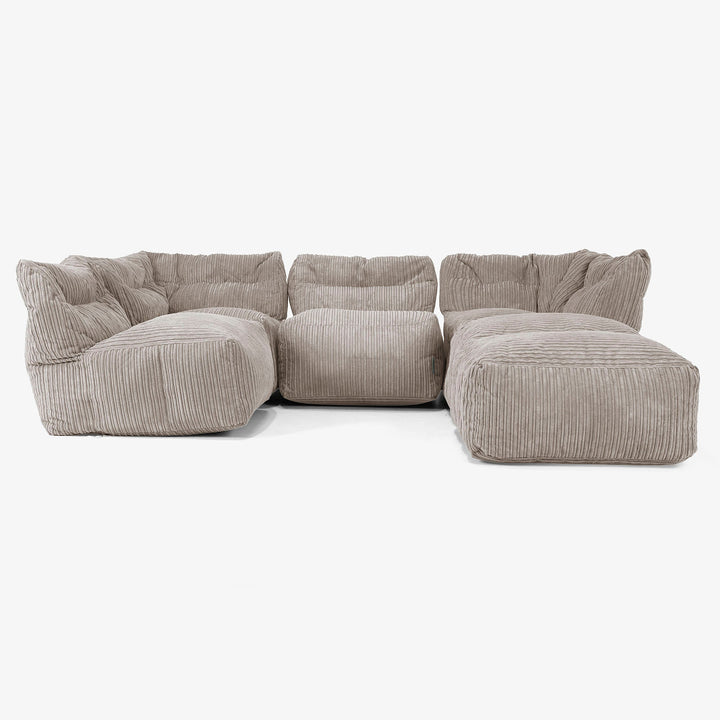 Sofá Modular de 4 Plazas con Chaise Longue - Pana Clásica Marrón empolvado 03