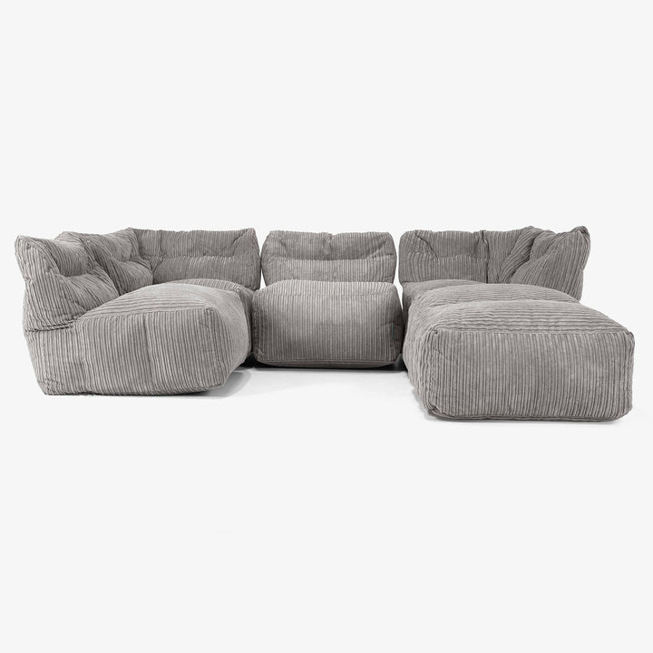 Sofá Modular de 4 Plazas con Chaise Longue - Pana Clásica Grafito 03
