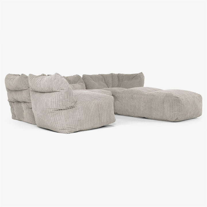 Sofá Modular de 4 Plazas con Chaise Longue - Pana Clásica Visón 04