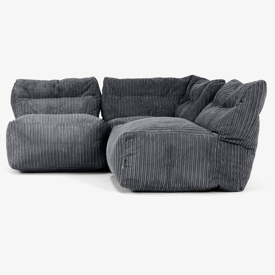 Sofá Modular de 3 Plazas sin Brazos - Pana Clásica Negro 02
