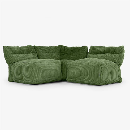 Sofá Modular de 3 Plazas sin Brazos - Pana Clásica Bosque Verde 01