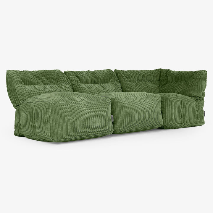 Sofá Modular de 3 Plazas sin Brazos - Pana Clásica Bosque Verde 03