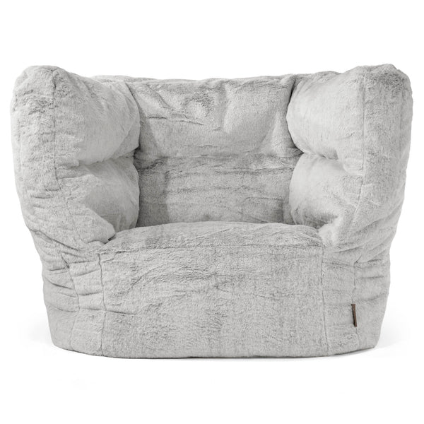 Louis Puff Sillón - Piel de Conejo Sintética Gris Claro 01