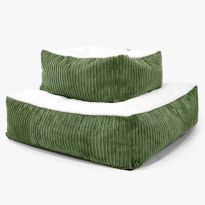 Cama para Perro Colchón Gigante Grande - Sherpa & Pana Clásica Bosque Verde - 03