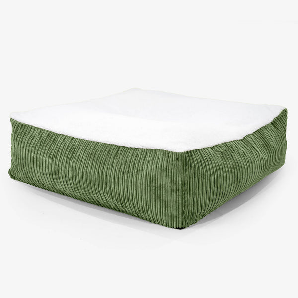 Cama para Perro Colchón Gigante XXL - Sherpa & Pana Clásica Bosque Verde - 01