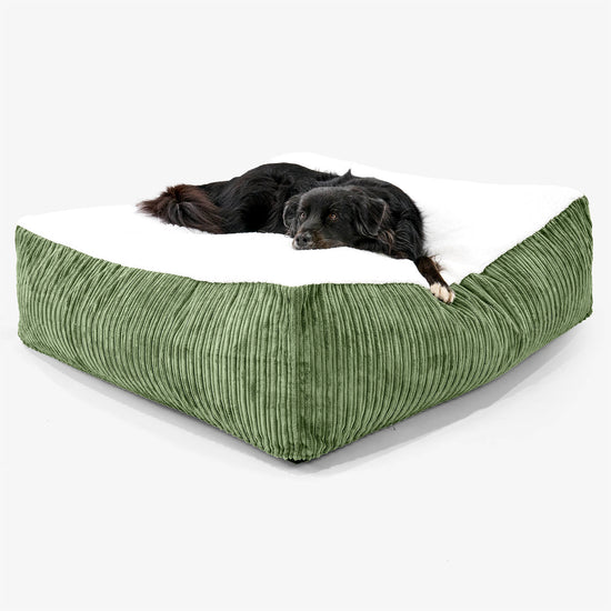 Cama para Perro Colchón Gigante XXL - Sherpa & Pana Clásica Bosque Verde - 02
