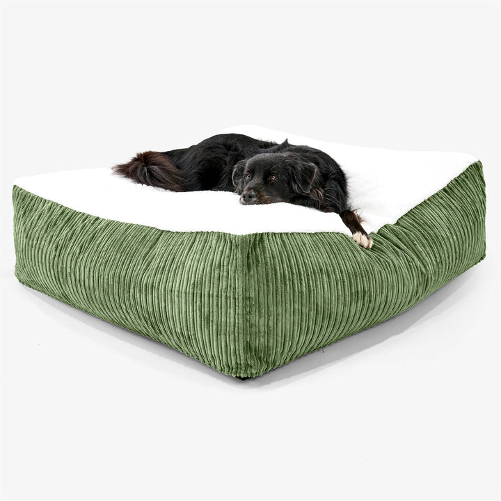 Cama para Perro Colchón Gigante XXL - Sherpa & Pana Clásica Bosque Verde - 02