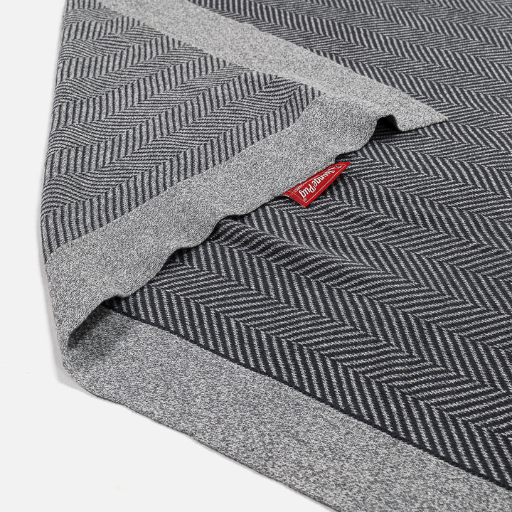 Manta de Sofá - Punto Tejido de Espiga Patrón Gris 03
