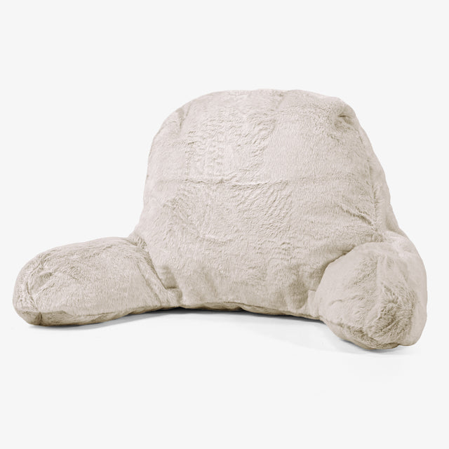 Almohada de Lectura de Alto Soporte - Piel de Conejo Sintética Marrón Dorado 01
