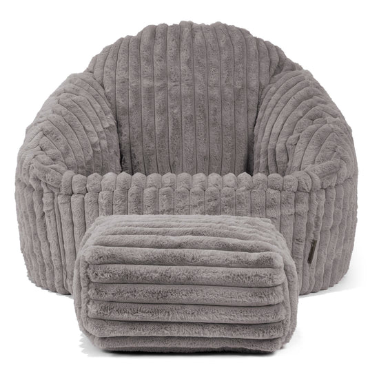 Puf Bubble - Pana de Felpa Ultra Gris 02