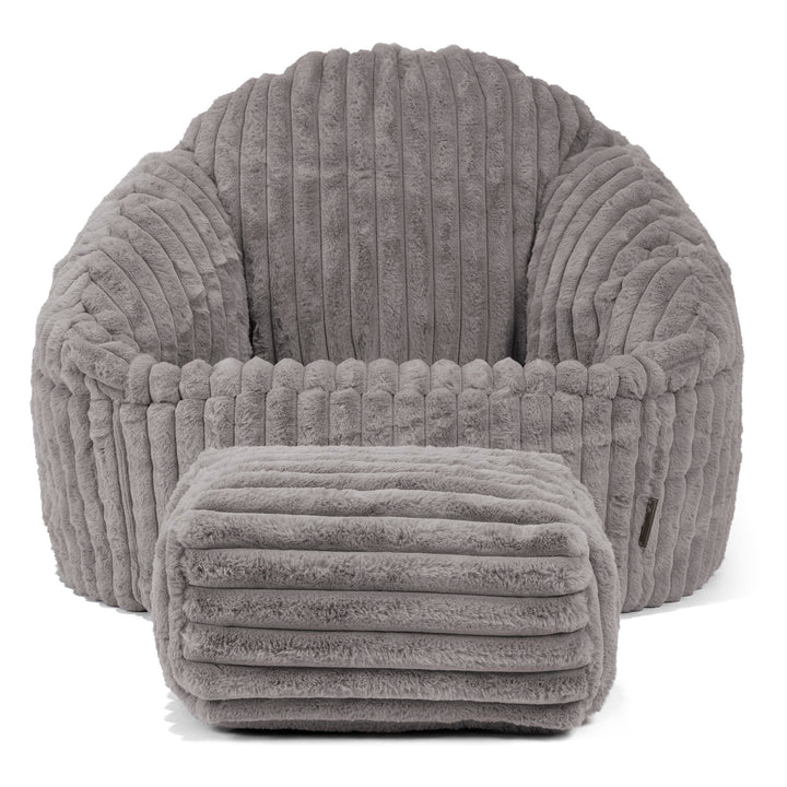 Puf Bubble - Pana de Felpa Ultra Gris 02