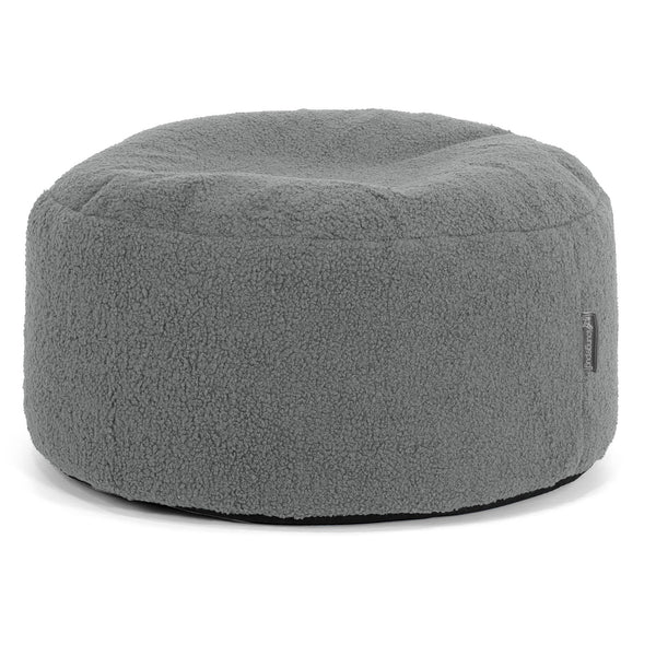 Puf Redondo con Bandeja para Servir - Boucle Gris - 01