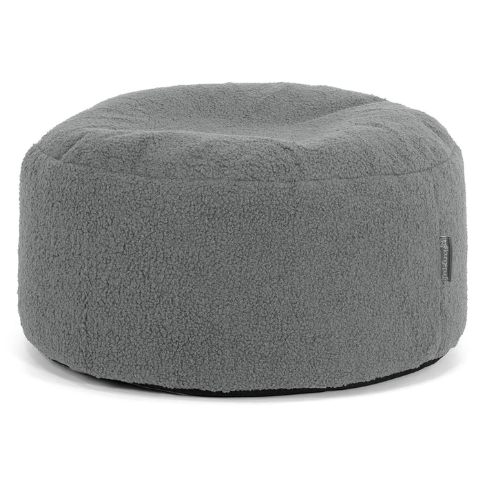 Puf Redondo con Bandeja para Servir - Boucle Gris - 02