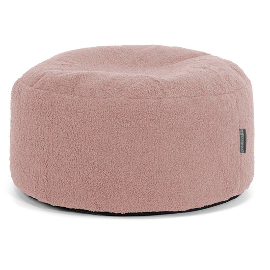Puf Redondo con Bandeja para Servir - Boucle Rosa - 02