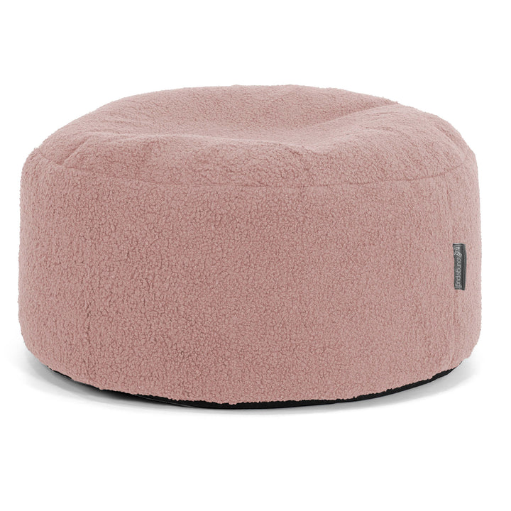 Puf Redondo con Bandeja para Servir - Boucle Rosa - 02