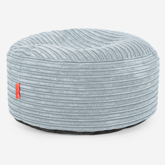 Puf Redondo con Bandeja para Servir - Pana Clásica Bebé Azul - 02