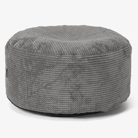Puf Redondo con Bandeja para Servir - Pompón Carbón Gris - 02