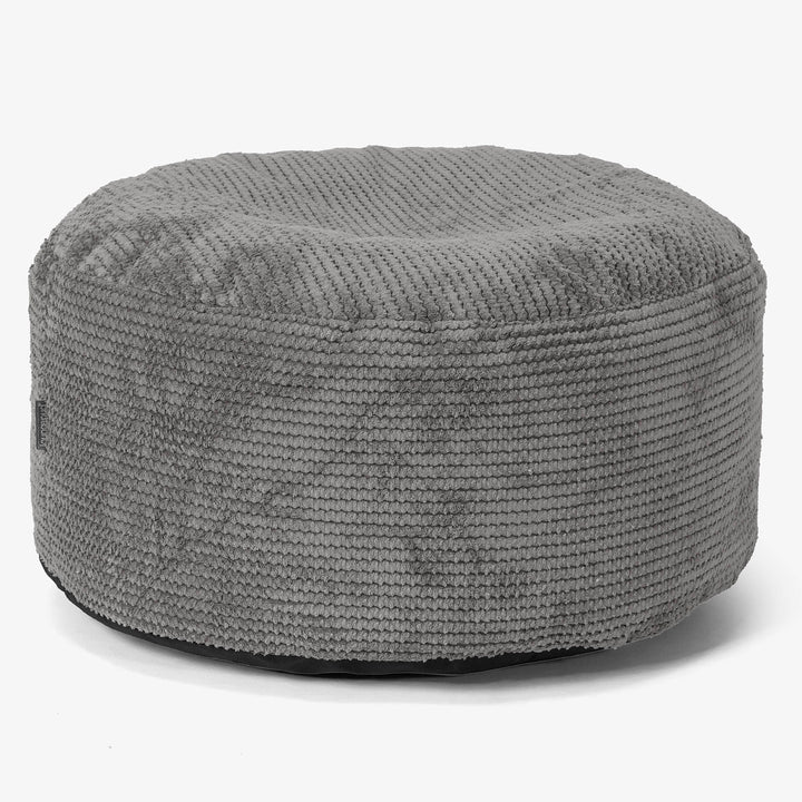 Puf Redondo con Bandeja para Servir - Pompón Carbón Gris - 02