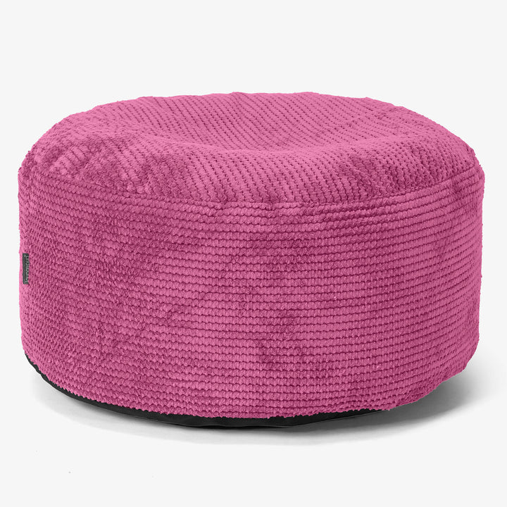 Puf Redondo con Bandeja para Servir - Pompón Rosa - 02