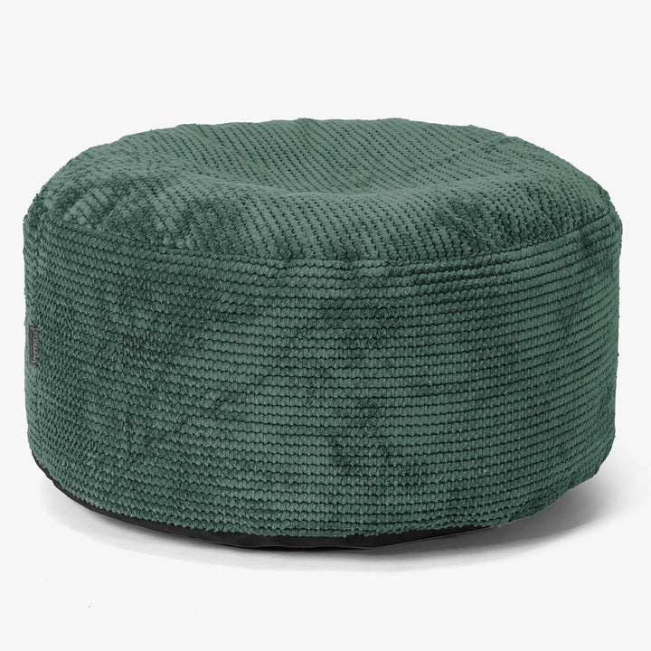 Puf Redondo con Bandeja para Servir - Pompón Verde Musgo - 02