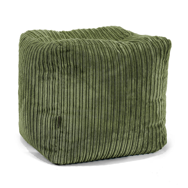 Puf Reposapiés Cubo - Pana Clásica Bosque Verde 01
