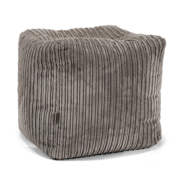 Puf Reposapiés Cubo - Pana Clásica Grafito 01