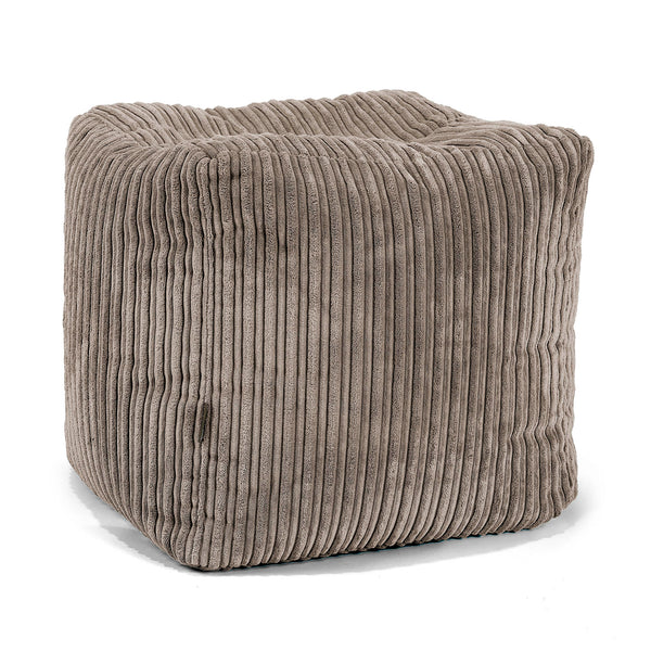 Puf Reposapiés Cubo - Pana Clásica Marrón empolvado 01