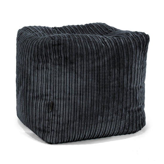 Puf Reposapiés Cubo - Pana Clásica Negro 01