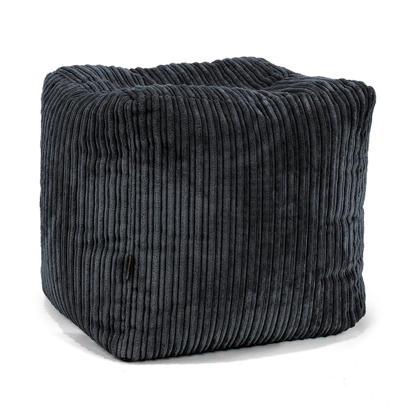 Puf Reposapiés Cubo - Pana Clásica Negro 01