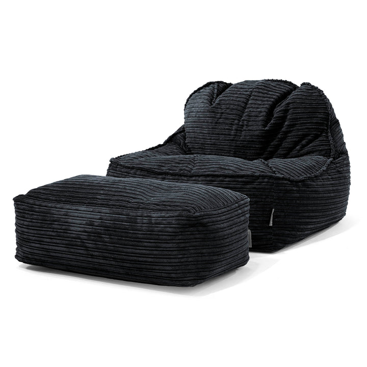 Puf Silla Encorvada 2.0 - Pana Clásica Negro 02