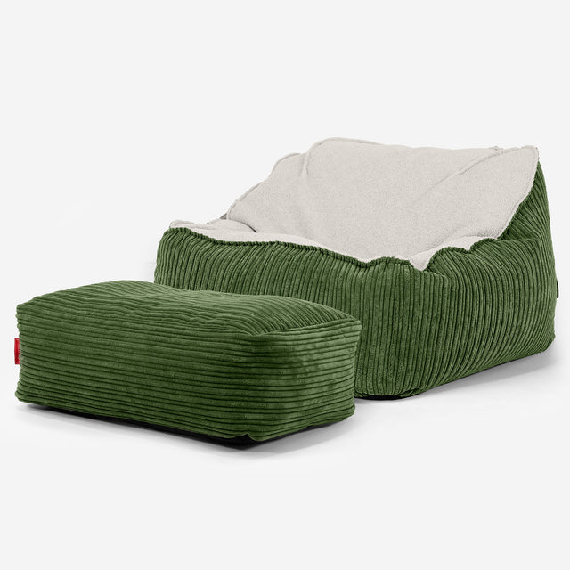 Puf Silla Encorvada - Boucle & Pana Clásica Bosque Verde 03
