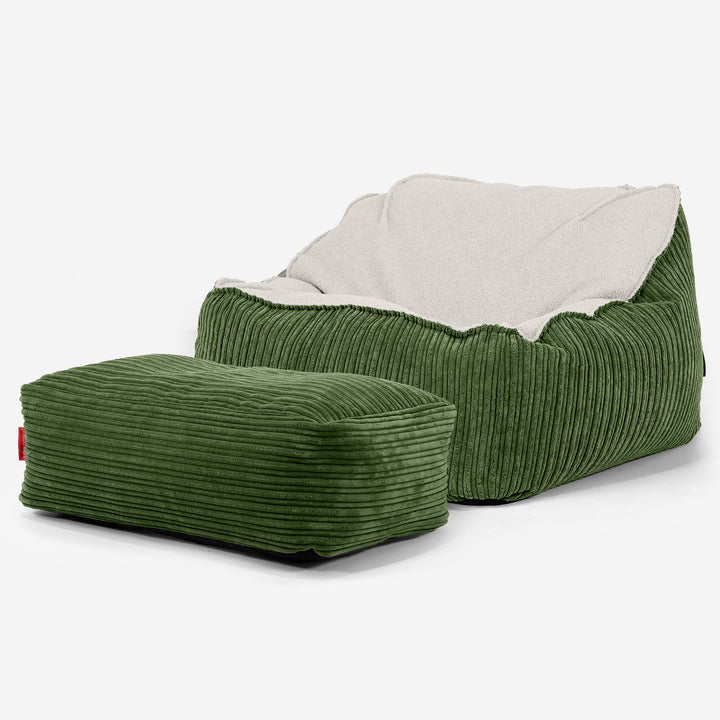 Puf Silla Encorvada - Boucle & Pana Clásica Bosque Verde 03