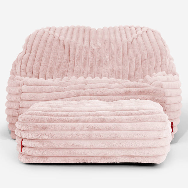 Puf Silla Encorvada - Pana de Felpa Ultra Rosa Empolvado 03