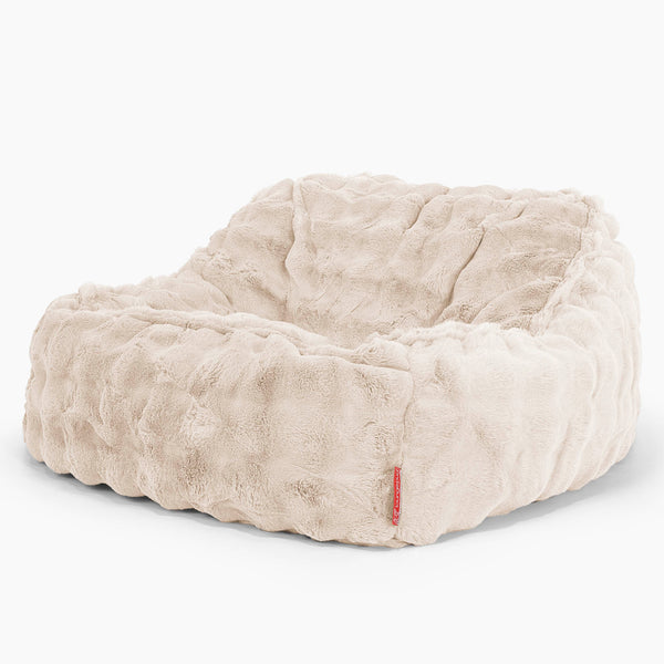 Puf Silla Encorvada - Piel Sintética de Burbuja Crema 01