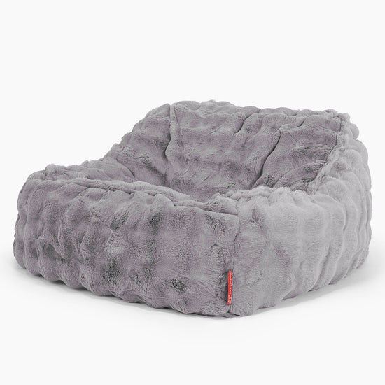 Puf Silla Encorvada - Piel Sintética de Burbuja Gris 01