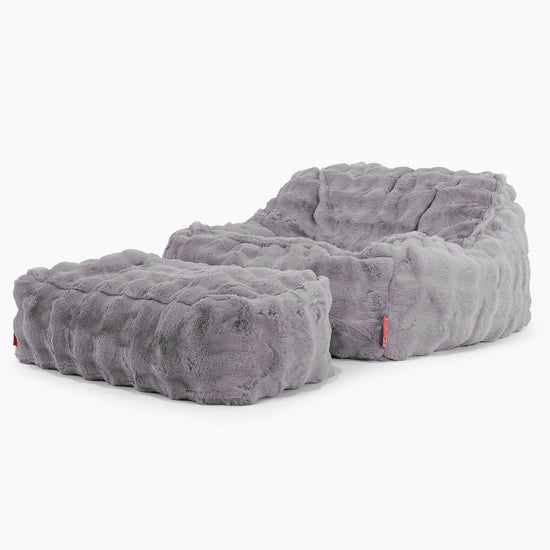 Puf Silla Encorvada - Piel Sintética de Burbuja Gris 02