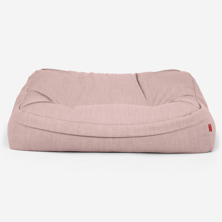 Puf Sillón Encorvado - Aspecto de Lino Rosa 02