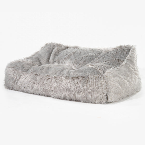 Puf Sillón Encorvado - Piel Sintética Mongola Gris 01