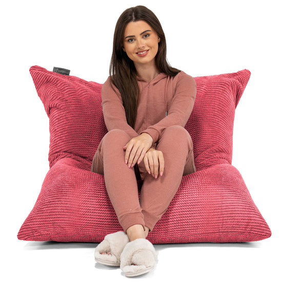Puff Gigante Cama XL - Pompón Rojo pastel 02