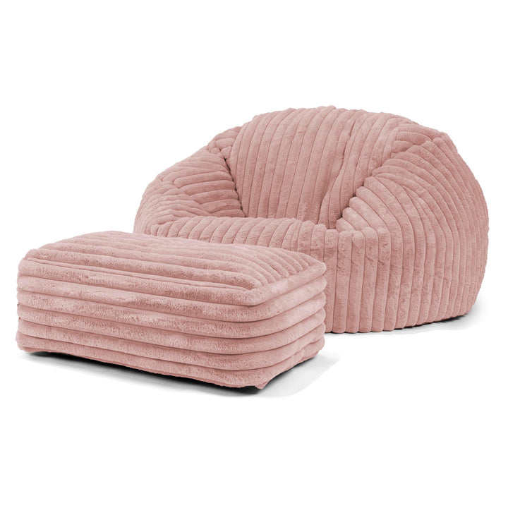 Puff Gigante Sofá Clásica - Pana de Felpa Ultra Rosa Empolvado 02