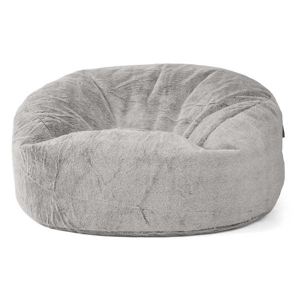 Puff Gigante Sofá 'Mamut' - Piel de Conejo Sintética Gris Claro 01