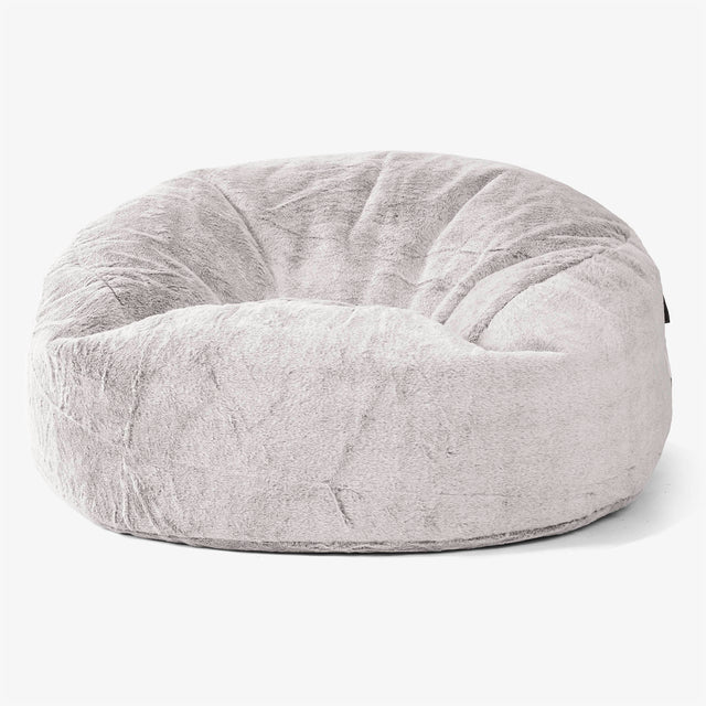 Puff Gigante Sofá 'Mamut' - Piel de Conejo Sintética Gris Claro 01