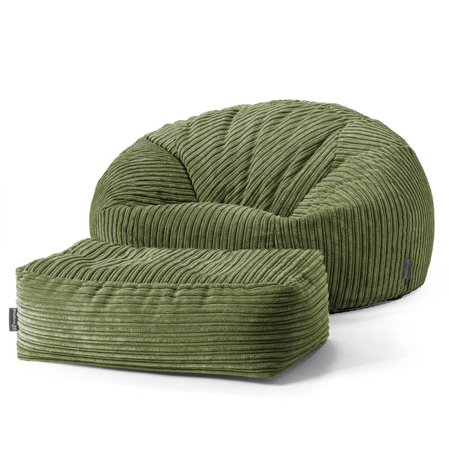 Puff Gigante Sofá Clásica - Pana Clásica Bosque Verde 02