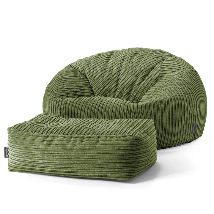 Puff Gigante Sofá Clásica - Pana Clásica Bosque Verde 02